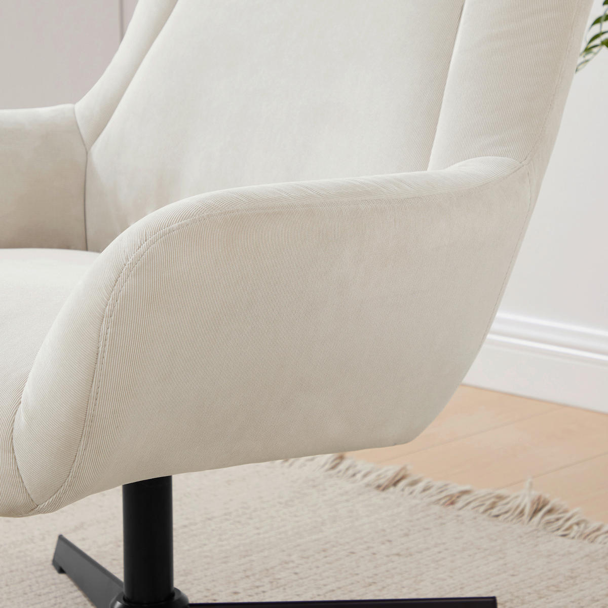 SESSELSET in Cord Beige  - Beige/Schwarz, MODERN, Textil/Metall (82/106/85cm) - Livetastic