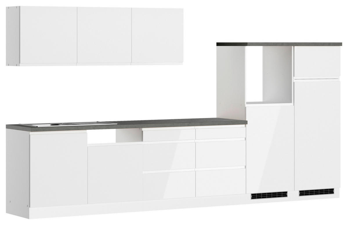 MODULKÖK UTAN VITVAROR 360 cm   i grå, vit, vit högglans  - vit/vit högglans, Lifestyle, trämaterial (360cm) - Held