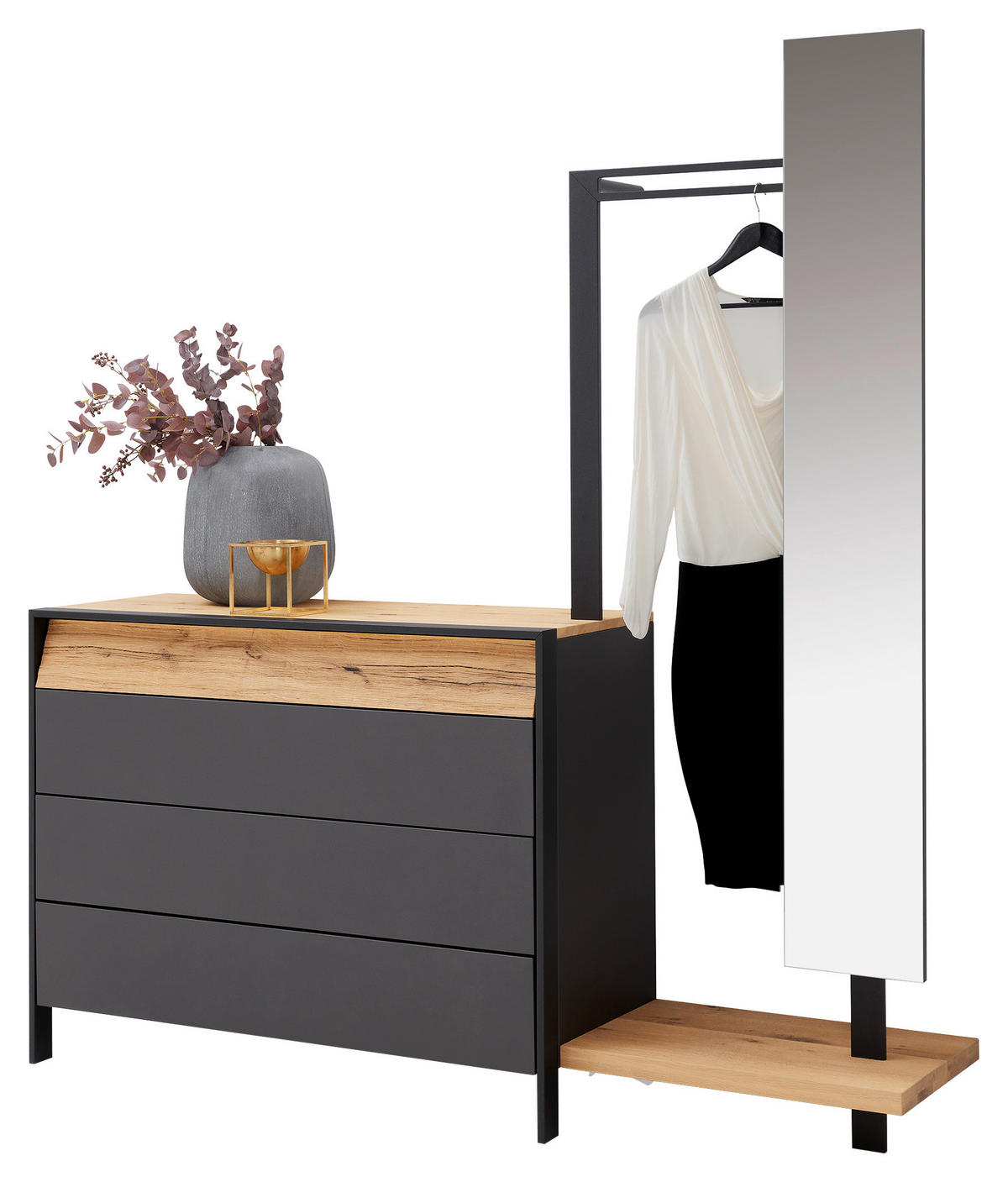 KOMMODE Joline  in 115,2/91/49 cm  - Eichefarben/Anthrazit, Design, Holz/Metall (115,2/91/49cm) - Musterring