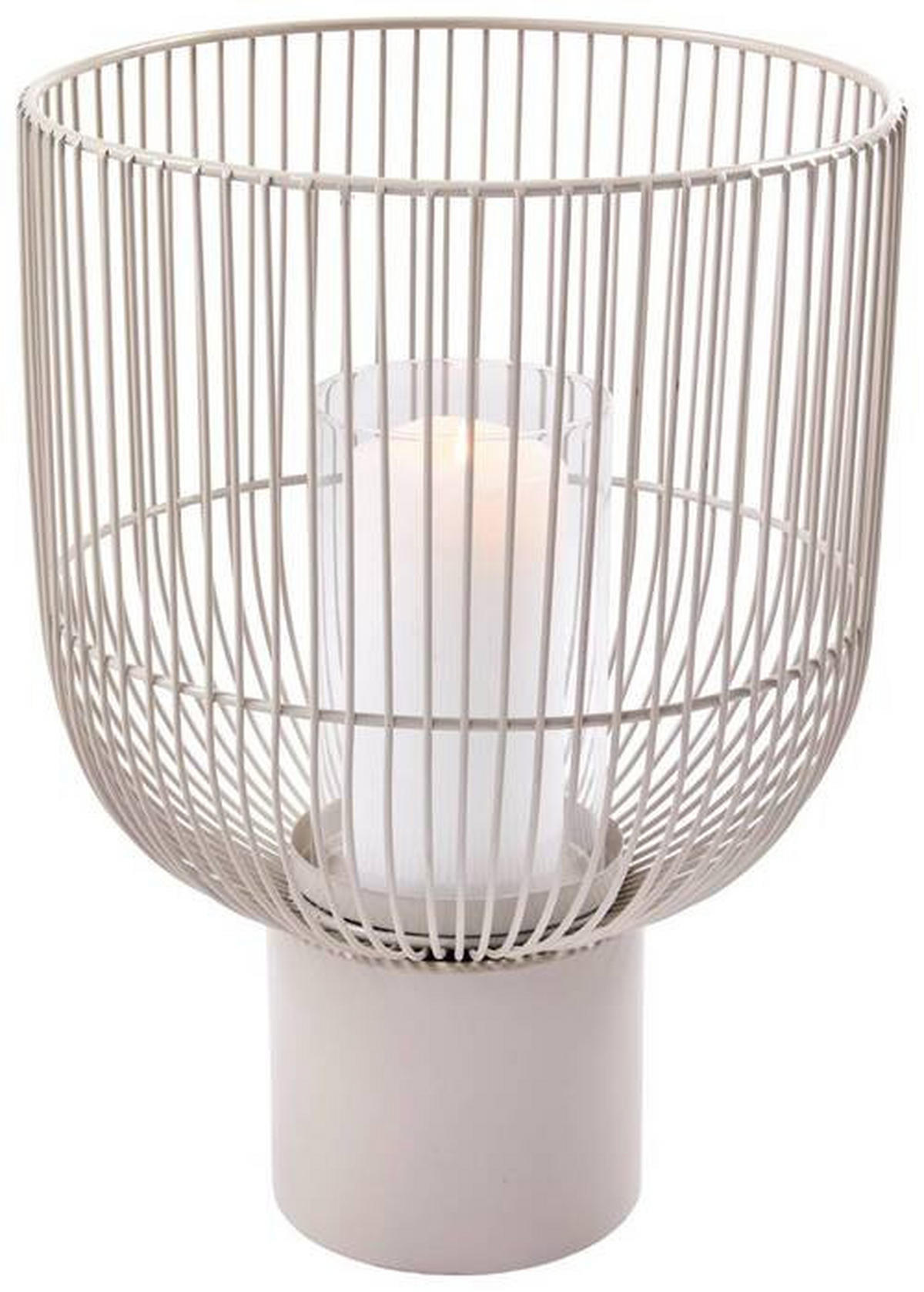 WINDLICHT Beige  - Beige, Basics, Glas/Metall (25/25/35cm) - Boltze Home