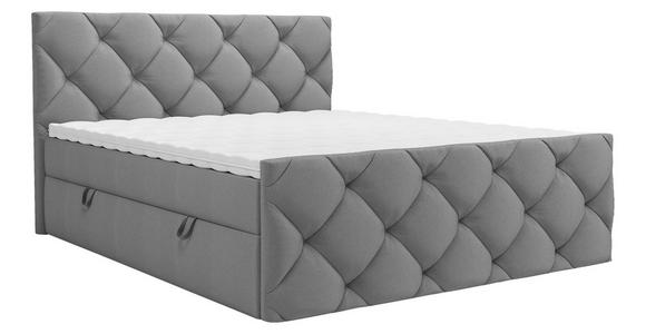BOXBETT 160/200 cm,  in Dunkelgrau, Matratze, Bettkasten, Topper, H3 = fest  - Dunkelgrau/Schwarz, KONVENTIONELL, Kunststoff/Textil (160/200cm) - Carryhome