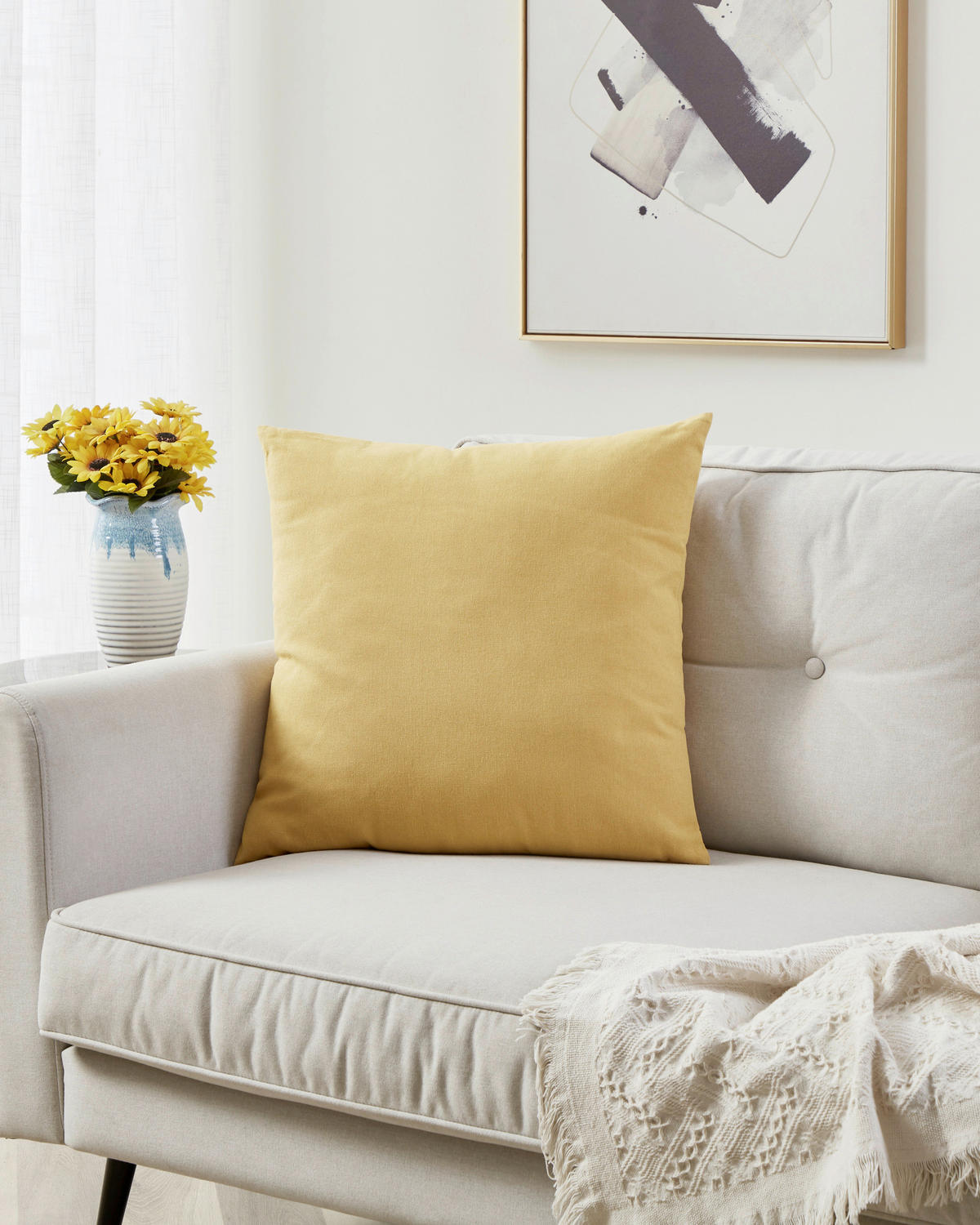 ZIERKISSEN  50/50 cm   - Senfgelb, Basics, Textil (50/50cm) - Eglo