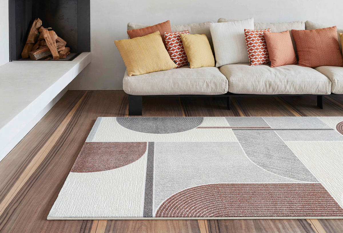 WEBTEPPICH 133/195 cm Valencia Grau, Weiß, Bordeaux  - Bordeaux/Weiß, Design, Textil (133/195cm)