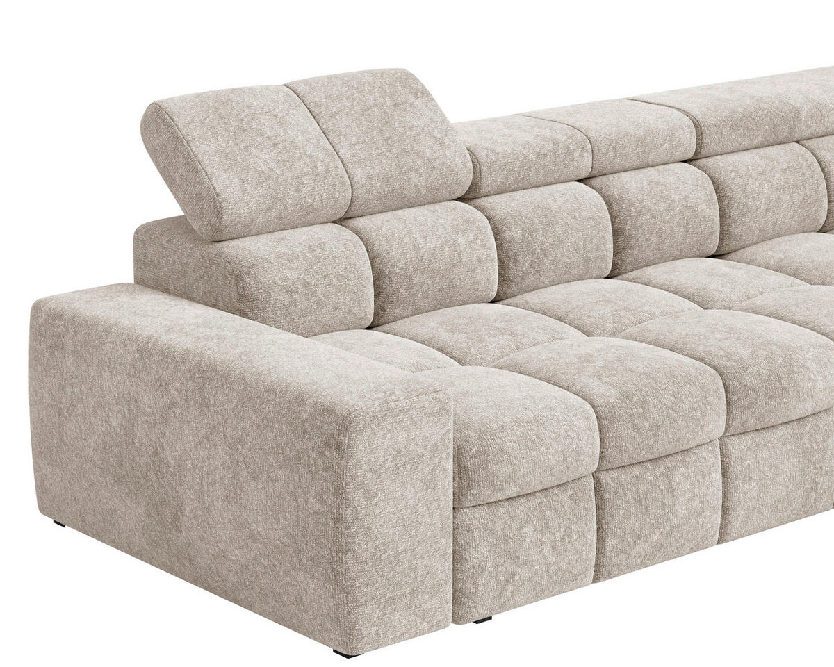 ECKSOFA  in Chenille Creme  - Creme/Schwarz, MODERN, Kunststoff/Textil (292/204cm) - Milino