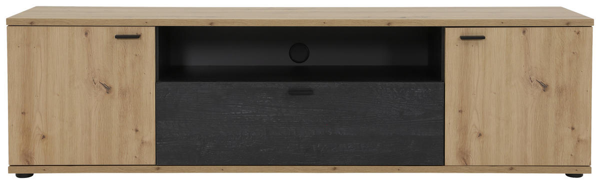 LOWBOARD  in 180/50/40 cm  - Schwarz/Eiche Artisan, MODERN, Holzwerkstoff/Metall (180/50/40cm) - MID.YOU