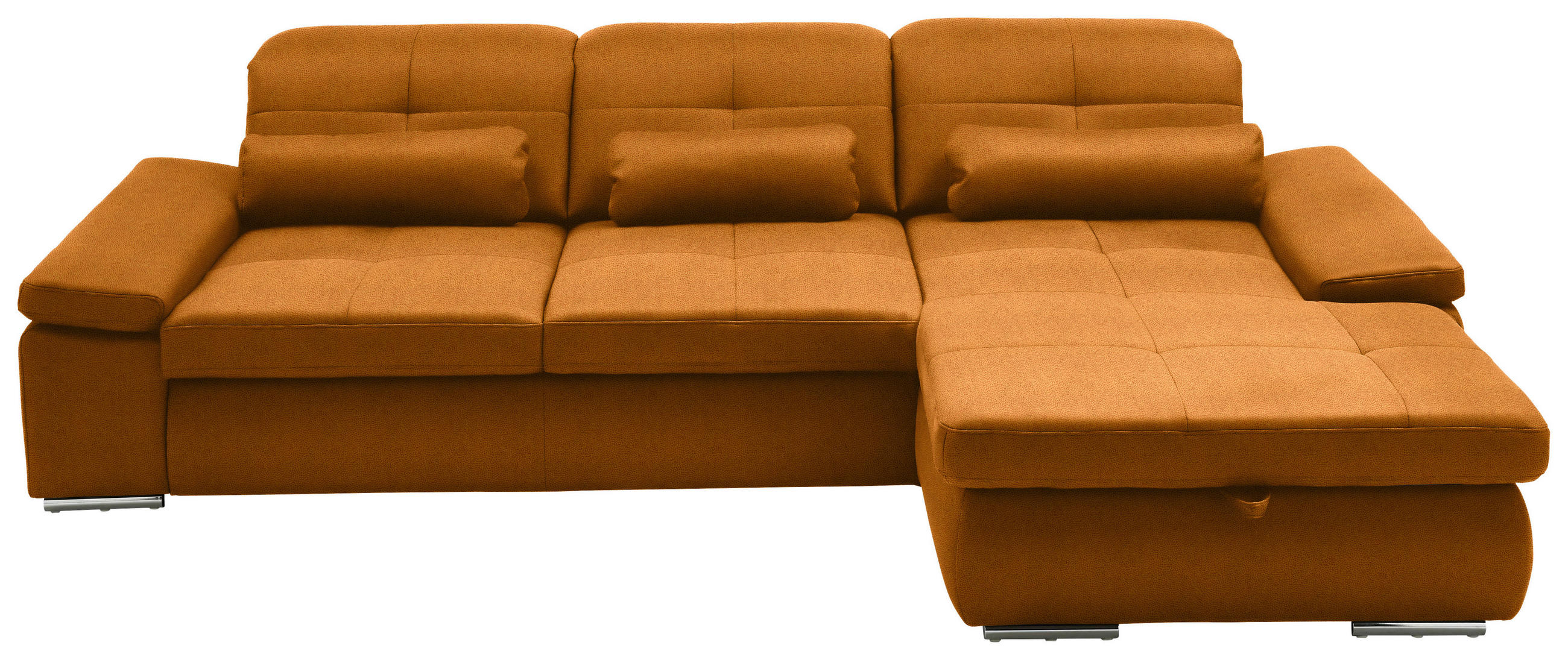 ECKSOFA  in Flachgewebe Currygelb  309/195 cm  - Chromfarben/Currygelb, Design, Textil (309/195cm) - Beldomo Style