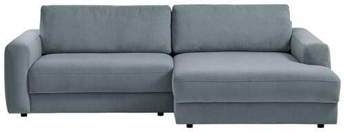 ECKSOFA in Cord Blaugrau  - Blaugrau/Schwarz, Modern, Textil (250/176cm) - Trendmanufaktur