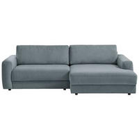 ECKSOFA in Cord Blaugrau  - Blaugrau/Schwarz, Modern, Textil (250/176cm) - Trendmanufaktur