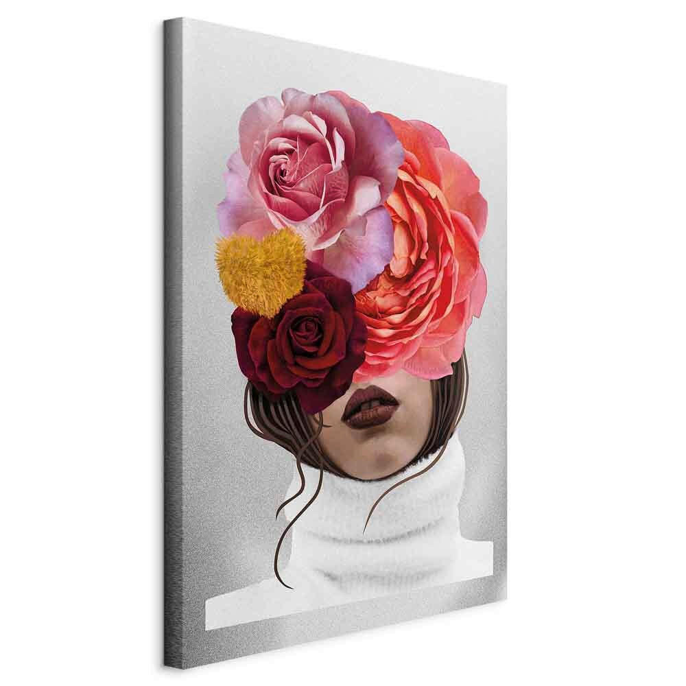 LEINWANDBILD Abstraktes, Blumen, Frauen 60/90/1.2 cm  - Pink/Braun, Basics, Holz/Textil (60/90/1.2cm) - artgeist