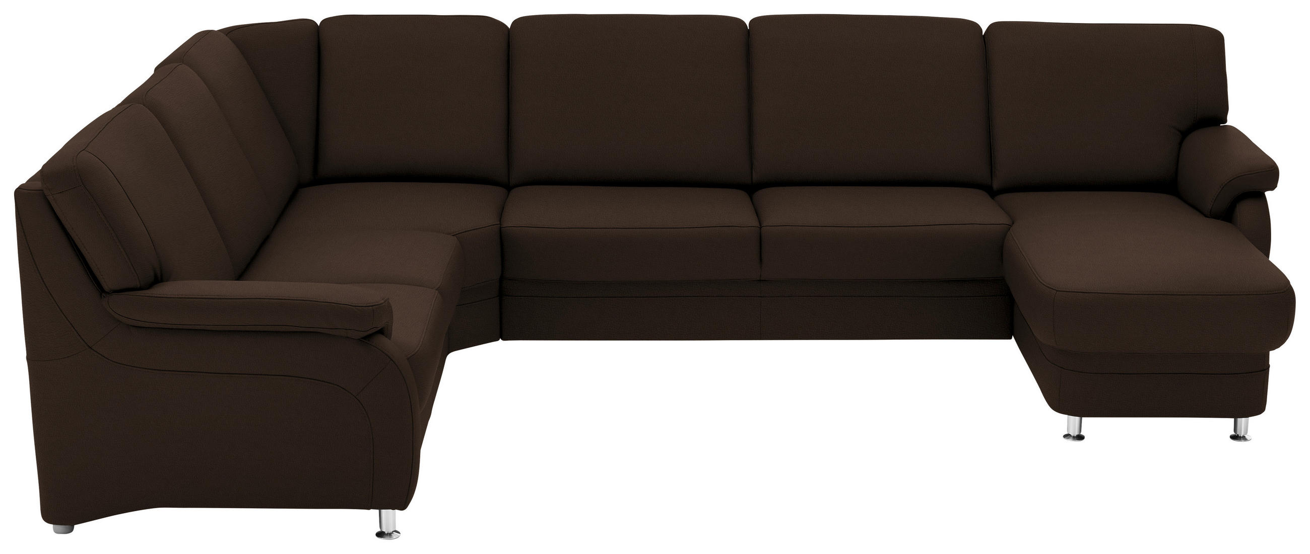 WOHNLANDSCHAFT  in Echtleder Dunkelbraun  - Dunkelbraun/Alufarben, KONVENTIONELL, Leder/Metall (239/329/165cm) - Beldomo Premium