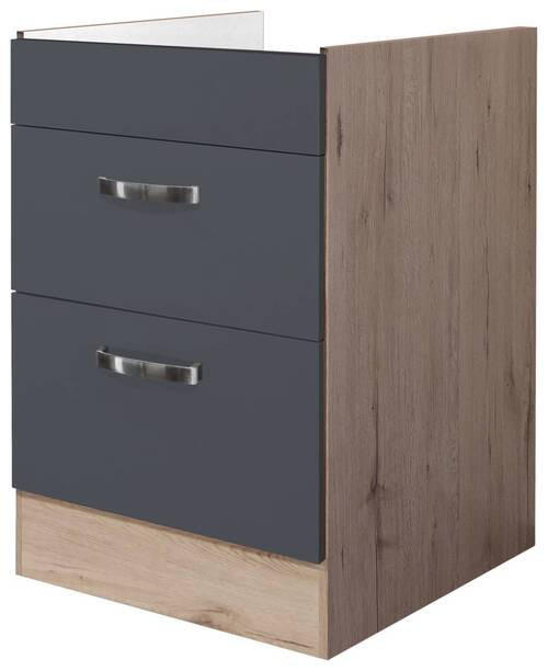 SCHUBKASTENUNTERSCHRANK 60/82/57 cm  in Dunkelgrau, Eiche San Remo  - Edelstahlfarben/Dunkelgrau, MODERN, Holzwerkstoff/Metall (60/82/57cm) - FlexWell