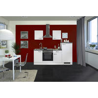 KÜCHENBLOCK   in Weiß, Weiß Hochglanz  - Schieferfarben/Edelstahlfarben, MODERN, Holzwerkstoff/Metall (220/200/60cm) - FlexWell