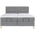 BOXSPRINGBETT 180/200 cm  in Grau  - Eichefarben/Grau, KONVENTIONELL, Holz/Textil (180/200cm) - Voleo