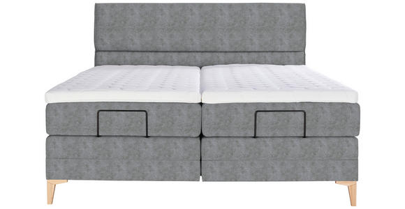 BOXSPRINGBETT 180/200 cm  in Grau  - Eichefarben/Grau, KONVENTIONELL, Holz/Textil (180/200cm) - Voleo