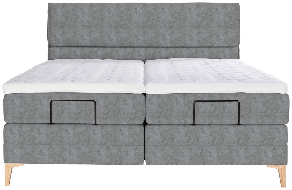 BOXSPRINGBETT 180/200 cm  in Grau  - Eichefarben/Grau, Konventionell, Holz/Textil (180/200cm) - Voleo
