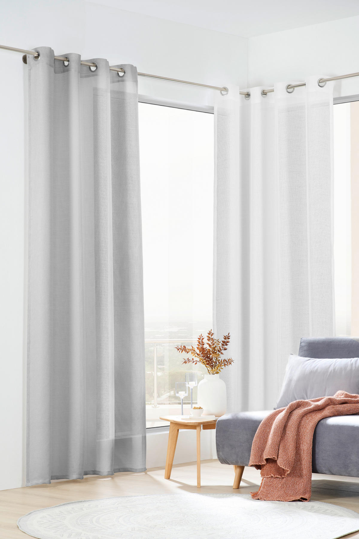 ÖSENVORHANG halbtransparent  - Weiß, Trend, Textil (140/260cm) - Dieter Knoll
