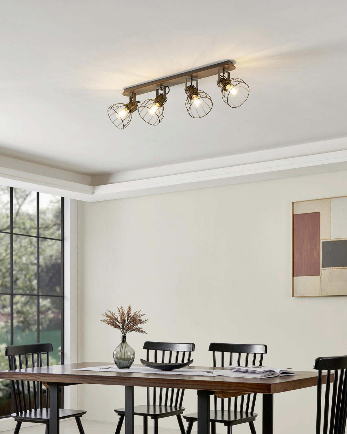 DECKENSTRAHLER Sambatello  - Silberfarben/Braun, Design, Holz/Metall (9/79,5cm) - Eglo