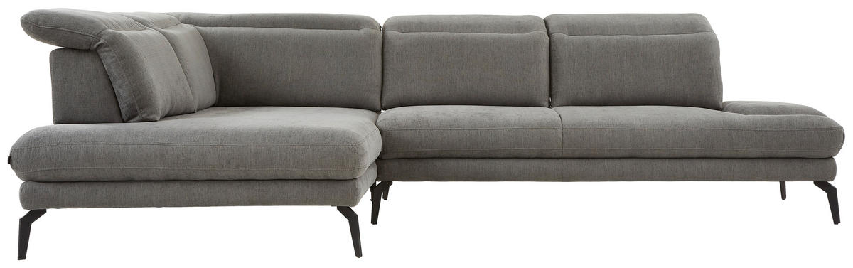 ECKSOFA  in Webstoff Dunkelgrau  197/293 cm  - Dunkelgrau/Schwarz, Design, Textil/Metall (197/293cm) - Stylife