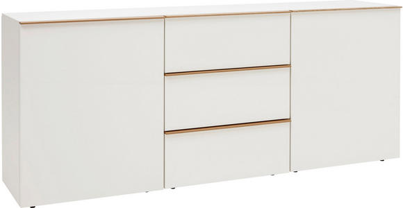 SIDEBOARD Hochglanz, lackiert, matt, Mattlack, Wasserlack Nussbaumfarben, Weiß - Nussbaumfarben/Weiß, Design, Holzwerkstoff (195/81/44cm) - DIETER KNOLL
