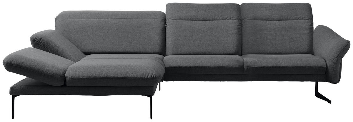 ECKSOFA in Webstoff Grau  - Anthrazit/Grau, Design, Textil/Metall (203/299cm) - Himolla