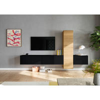 WOHNWAND  in Schwarz  282/160/37 cm  - Eichefarben/Schwarz, Design, Holzwerkstoff (282/160/37cm) - Celina Home