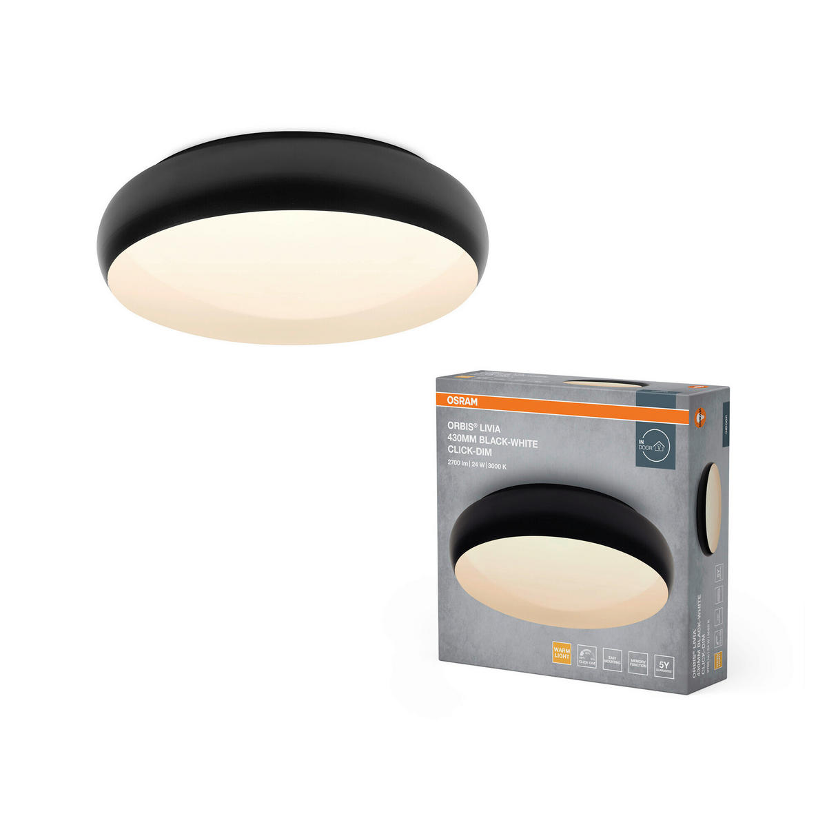 LED-DECKENLEUCHTE 43/11.5 cm   - Design, Kunststoff/Metall (43/11.5cm) - Osram