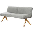 SITZBANK 160/85/69 cm Webstoff Hellgrau Eiche vollmassiv  - Eichefarben/Hellgrau, KONVENTIONELL, Holz/Textil (160/85/69cm) - Linea Natura
