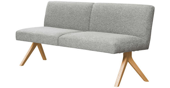 SITZBANK 160/85/69 cm Webstoff Hellgrau Eiche vollmassiv  - Eichefarben/Hellgrau, KONVENTIONELL, Holz/Textil (160/85/69cm) - Linea Natura