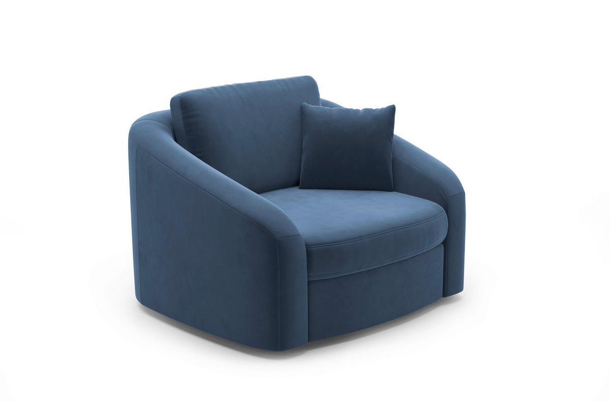 SESSEL in Samt Blau  - Blau/Schwarz, MODERN, Kunststoff/Textil (116/88/104cm) - Sit & More