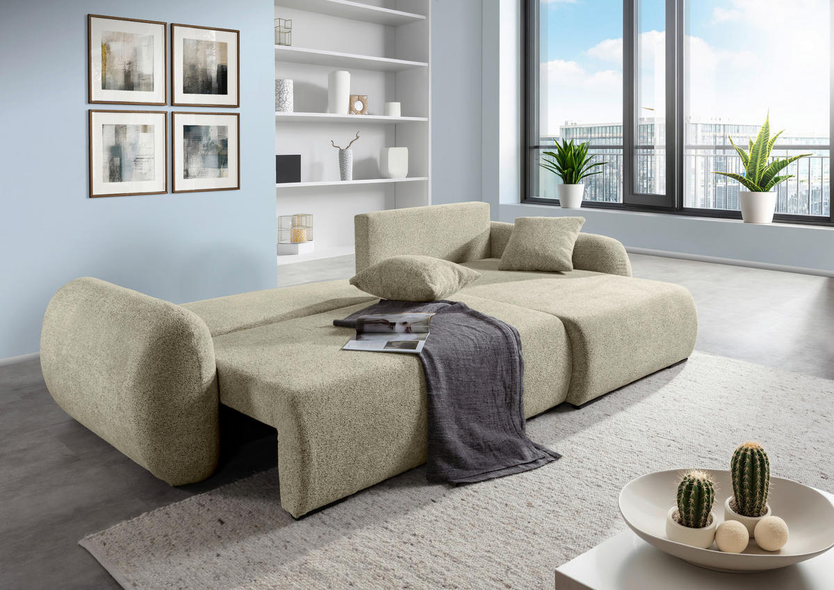 ECKSOFA Mintgrün Flachgewebe Zierkissen, Rückenkissen, Bettkasten, Schlaffunktion, Rücken echt, Liegefläche im Originalstoff  - Schwarz/Mintgrün, KONVENTIONELL, Kunststoff/Textil (145/285cm) - Carryhome