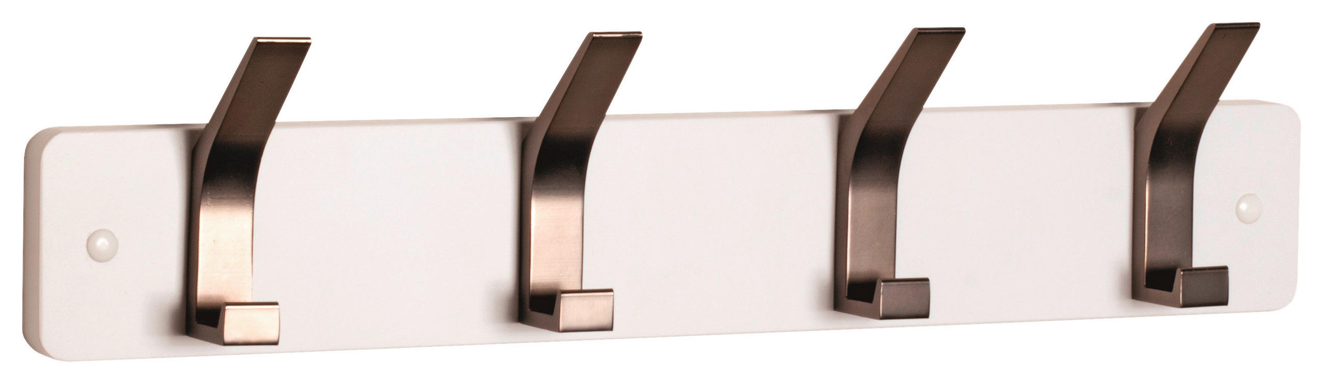 HAKENLEISTE  in Weiß, Edelstahlfarben  - Edelstahlfarben/Weiß, MODERN, Holzwerkstoff/Metall (45/10/6cm)