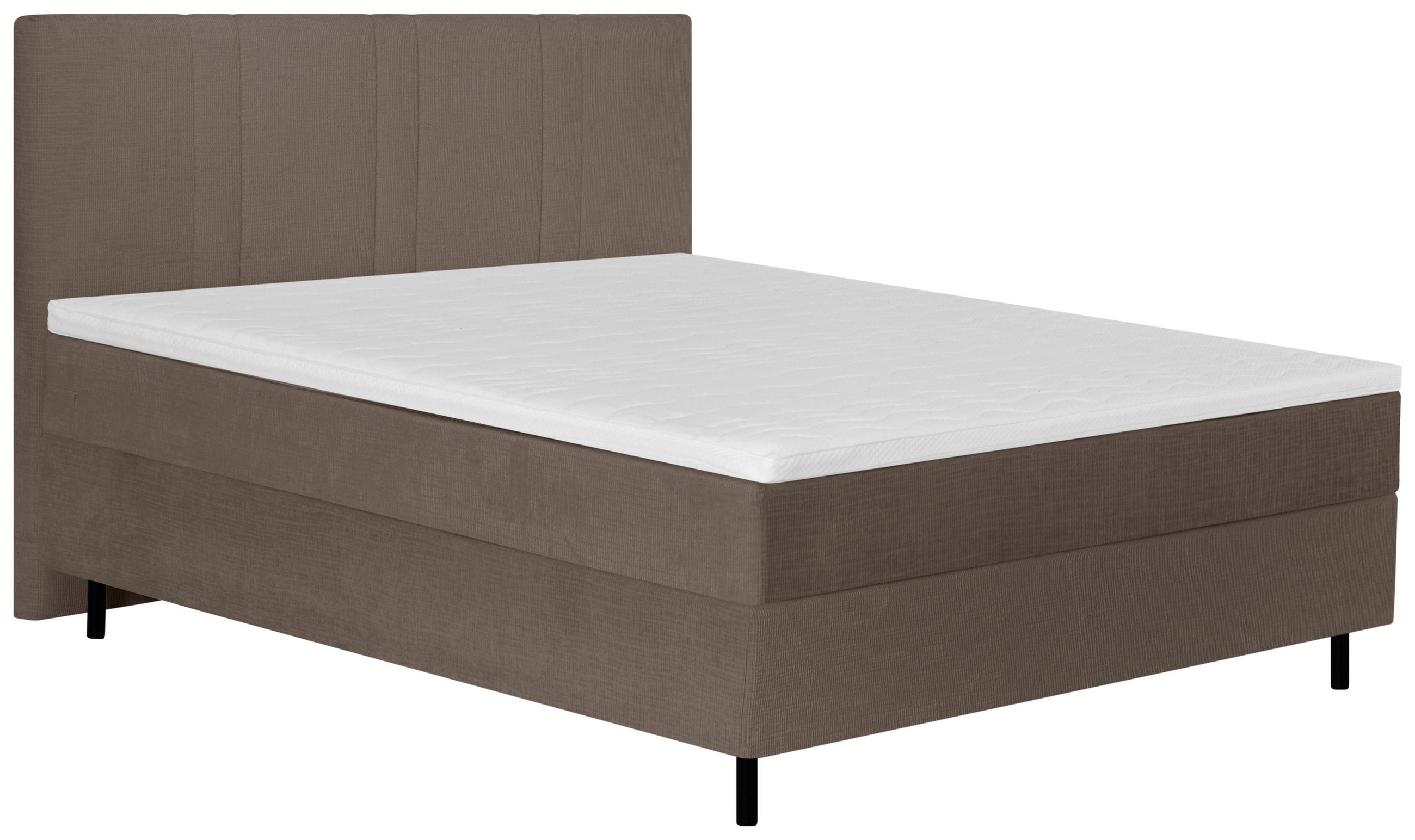BOXSPRINGBETT 140/200 cm,  in Graubraun, Matratze, Topper, H3 + H4 = fest + sehr fest  - Graubraun/Schwarz, Design, Textil/Metall (140/200cm) - Welnova