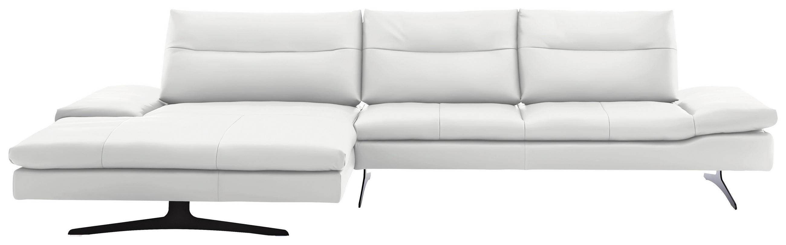 ECKSOFA in Echtleder Weiss  - Weiss/Schwarz, Modern, Leder/Metall (158/342cm) - Chilliano