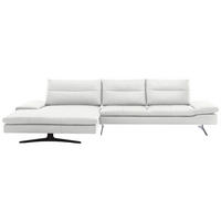 ECKSOFA in Echtleder Weiss  - Weiss/Schwarz, Modern, Leder/Metall (158/342cm) - Chilliano