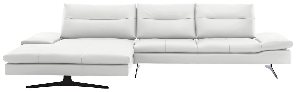 ECKSOFA in Echtleder Weiss  - Weiss/Schwarz, Modern, Leder/Metall (158/342cm) - Chilliano