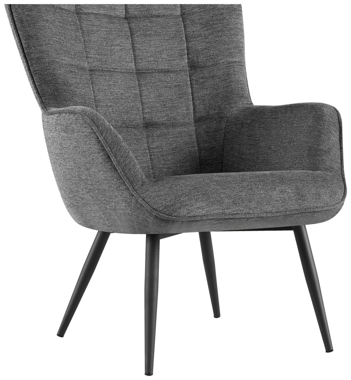 SESSEL in Webstoff Grau  - Grau, Design, Textil/Metall (73/98/79cm) - Ti'me