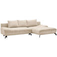 ECKSOFA in Chenille Creme  - Creme/Schwarz, MODERN, Textil/Metall (290/182cm) - Hom`in