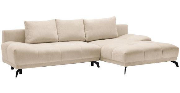 ECKSOFA in Chenille Creme  - Creme/Schwarz, MODERN, Textil/Metall (290/182cm) - Hom`in