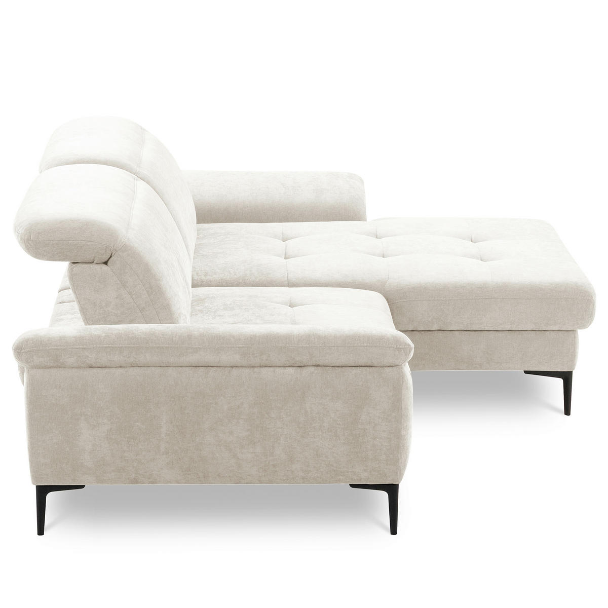 ECKSOFA  Webstoff Creme  - Creme/Schwarz, Design, Textil/Metall (268/195cm) - Livetastic