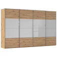 SCHWEBETÜRENSCHRANK  in Eiche Artisan, Seidengrau  - Chromfarben/Seidengrau, KONVENTIONELL, Glas/Holzwerkstoff (361/235/68cm) - Novel