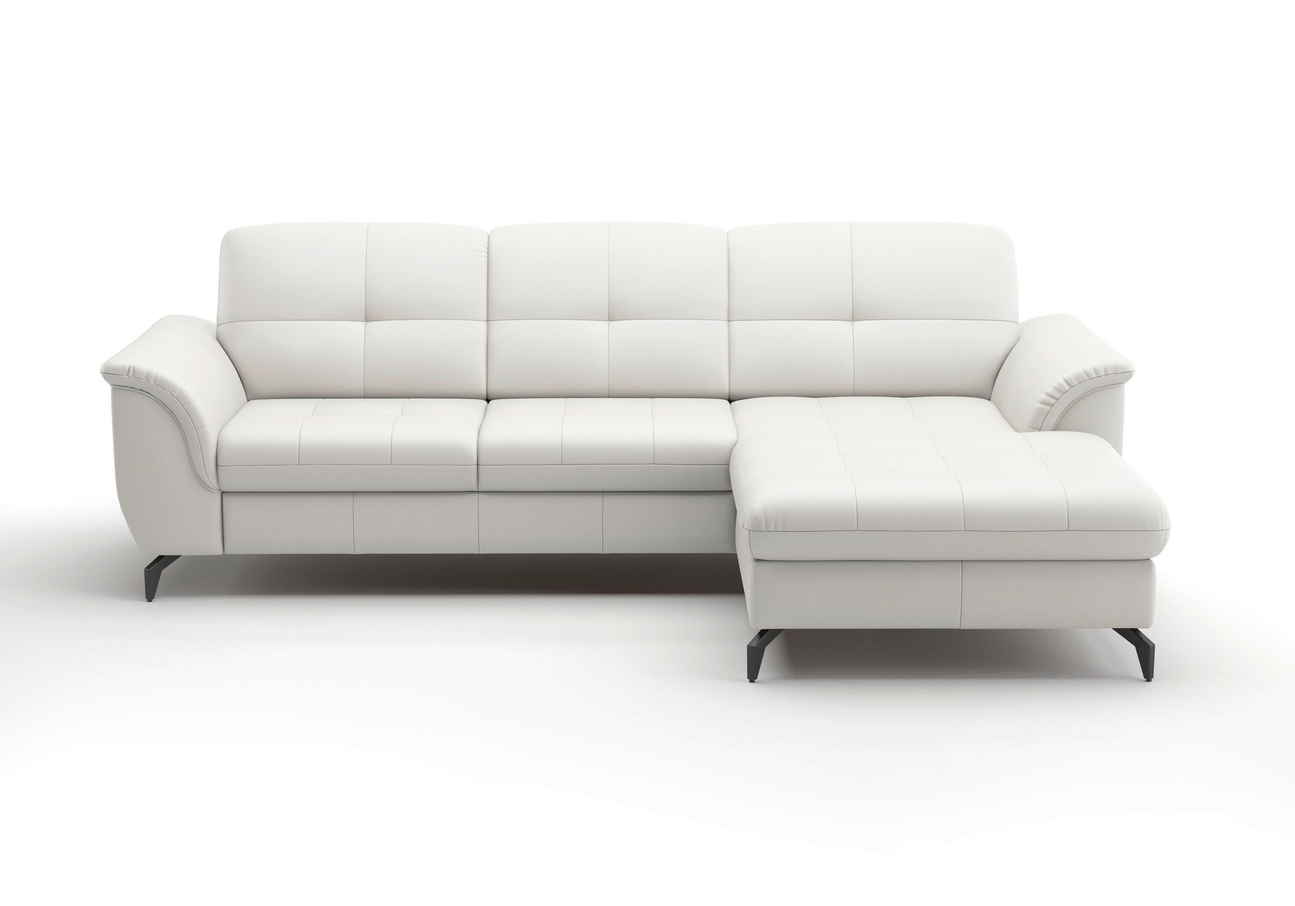 ECKSOFA in Vliesstoff Kombination Echtleder/Stoff Weiß  262/164 cm  - Schwarz/Weiß, MODERN, Leder/Textil (262/164cm) - Sit & More