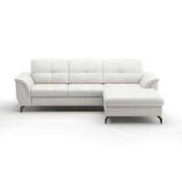 ECKSOFA ZORA E Weiß Echtleder  - Schwarz/Weiß, MODERN, Leder/Metall (262/164cm) - Sit & More
