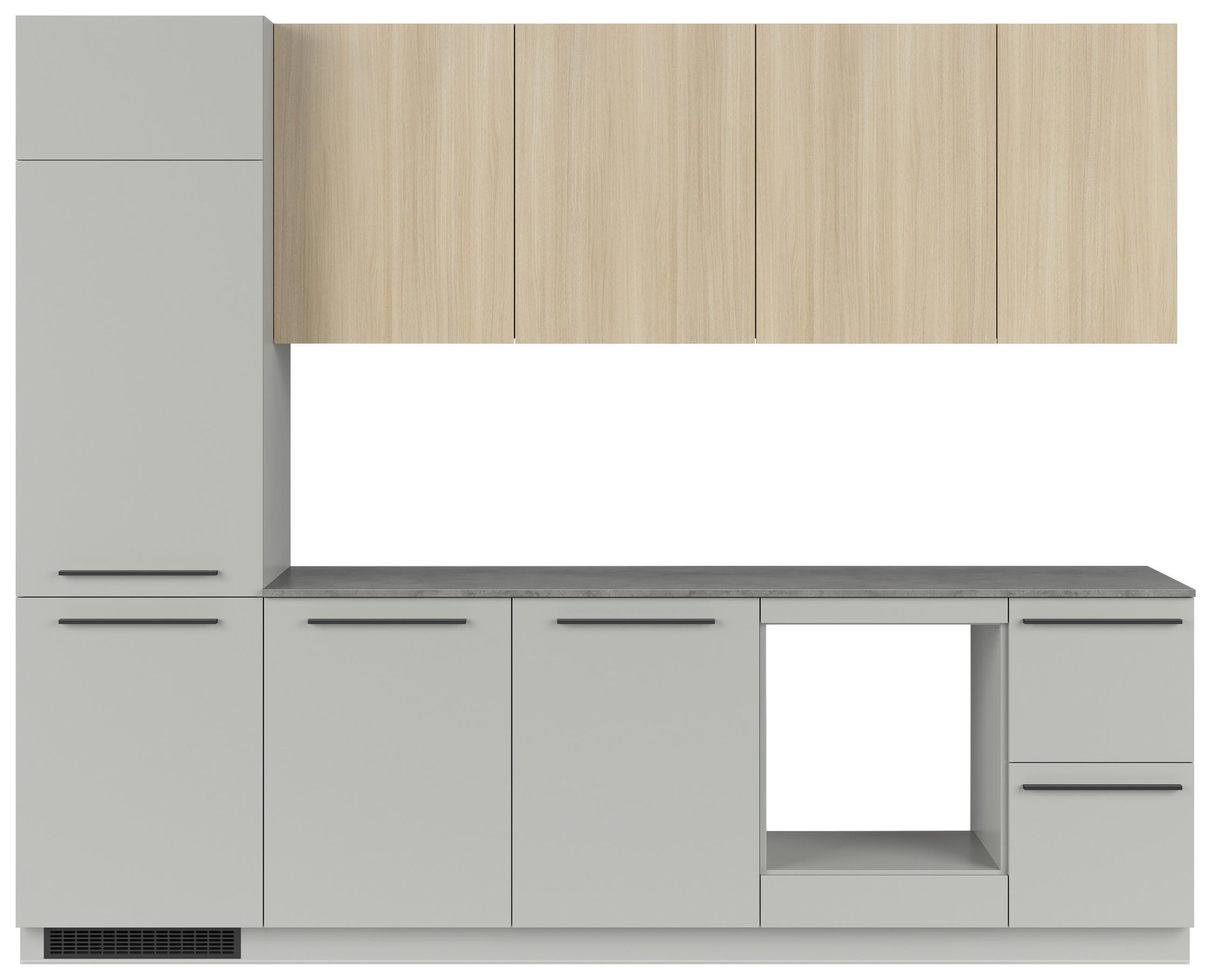 KÜCHENBLOCK 285 cm   in Grau, Eichefarben  - Eichefarben/Schwarz, Basics, Holzwerkstoff/Kunststoff (285cm) - Visiona