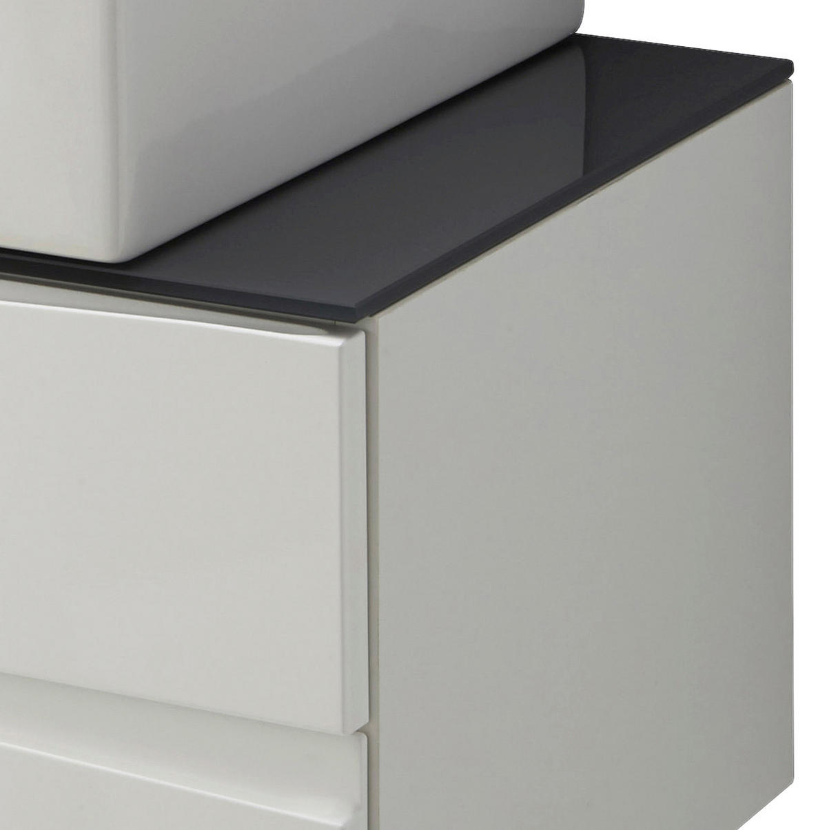 WASCHBECKENUNTERSCHRANK 80/33/47 cm  - Weiß Hochglanz/Grau, MODERN, Glas/Holzwerkstoff (80/33/47cm) - MID.YOU