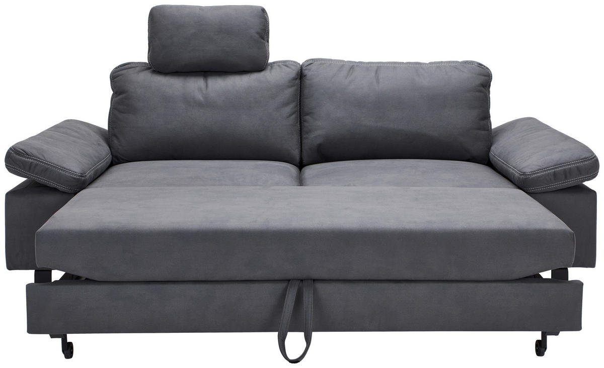 2,5-SITZER in Mikrofaser Grau  - Beige/Schwarz, Design, Textil/Metall (214/86/97cm) - Hom`in