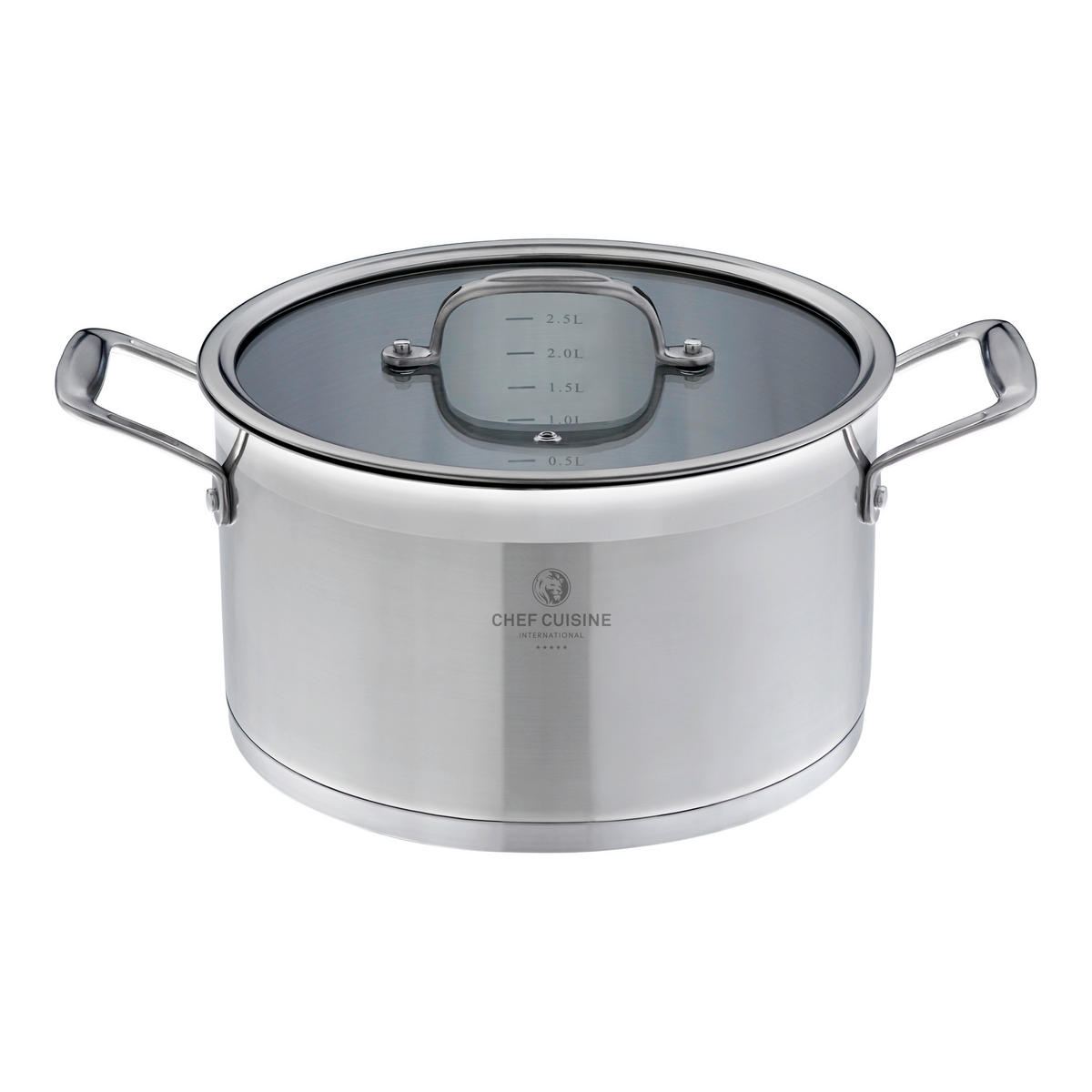KOCHTOPFSET 4-teilig  - Edelstahlfarben, Basics, Glas/Metall (55/33/18.5cm) - CHEF CUISINE