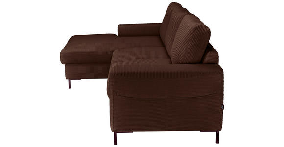 ECKSOFA Dunkelbraun Cord  - Dunkelbraun/Schwarz, KONVENTIONELL, Textil/Metall (150/240cm) - Carryhome