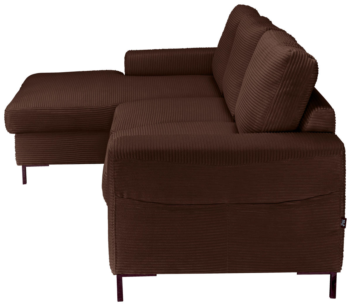 ECKSOFA Dunkelbraun Cord  - Dunkelbraun/Schwarz, KONVENTIONELL, Textil/Metall (150/240cm) - Carryhome