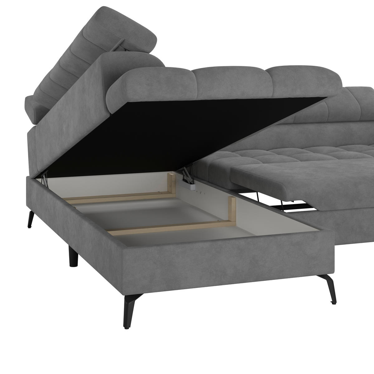 ECKSOFA in Hellgrau  - Hellgrau/Schwarz, Trend, Kunststoff/Textil (203/261cm) - Livetastic