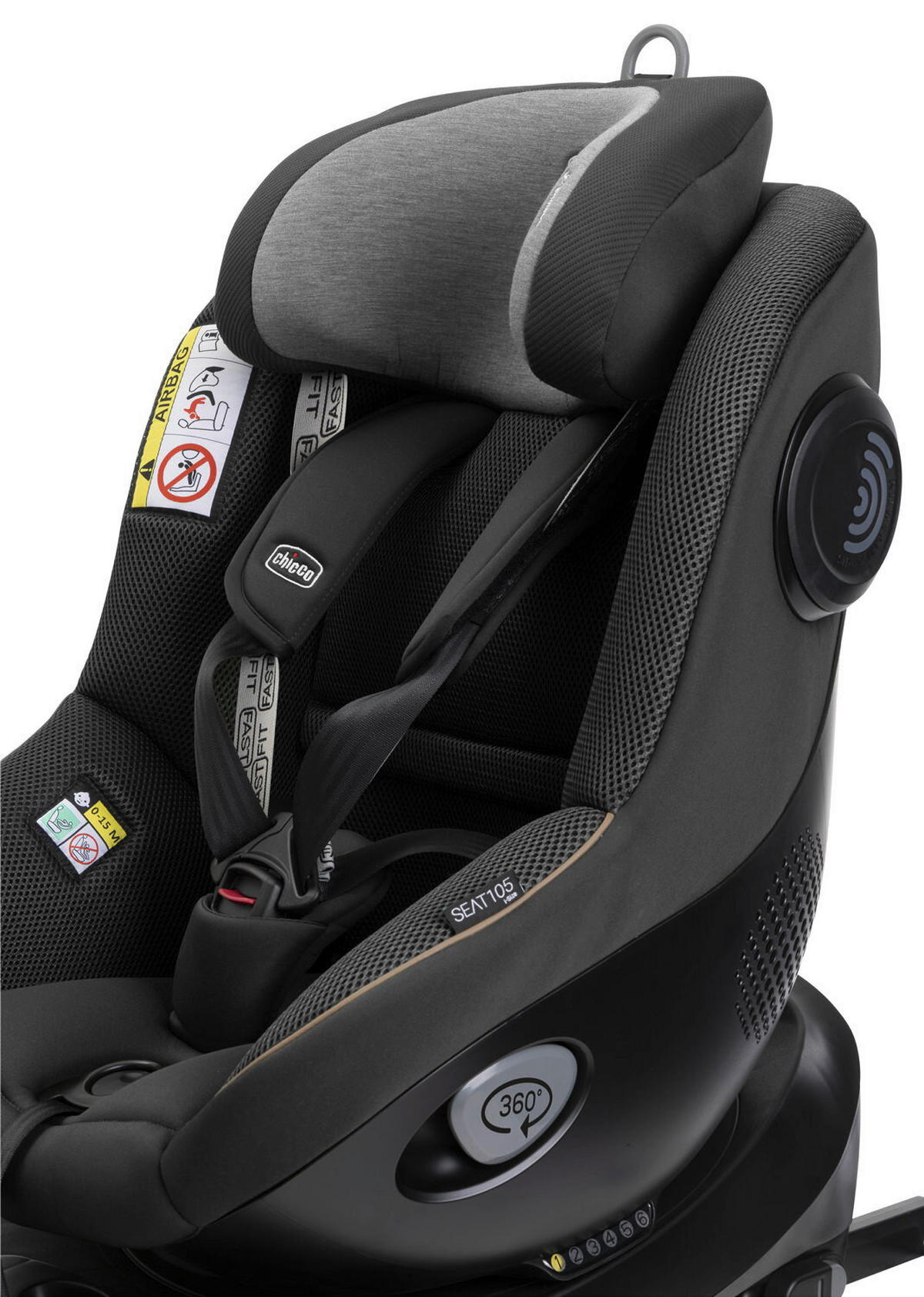 KINDERAUTOSITZ 105 I-Size  - Hellgrau/Schwarz, Basics, Textil (47/114/60cm) - Chicco